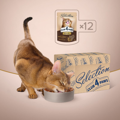 Консервований корм - Plus Selection вологий корм для дорослих котів - шматочки з кроликом та індичкою в соусі